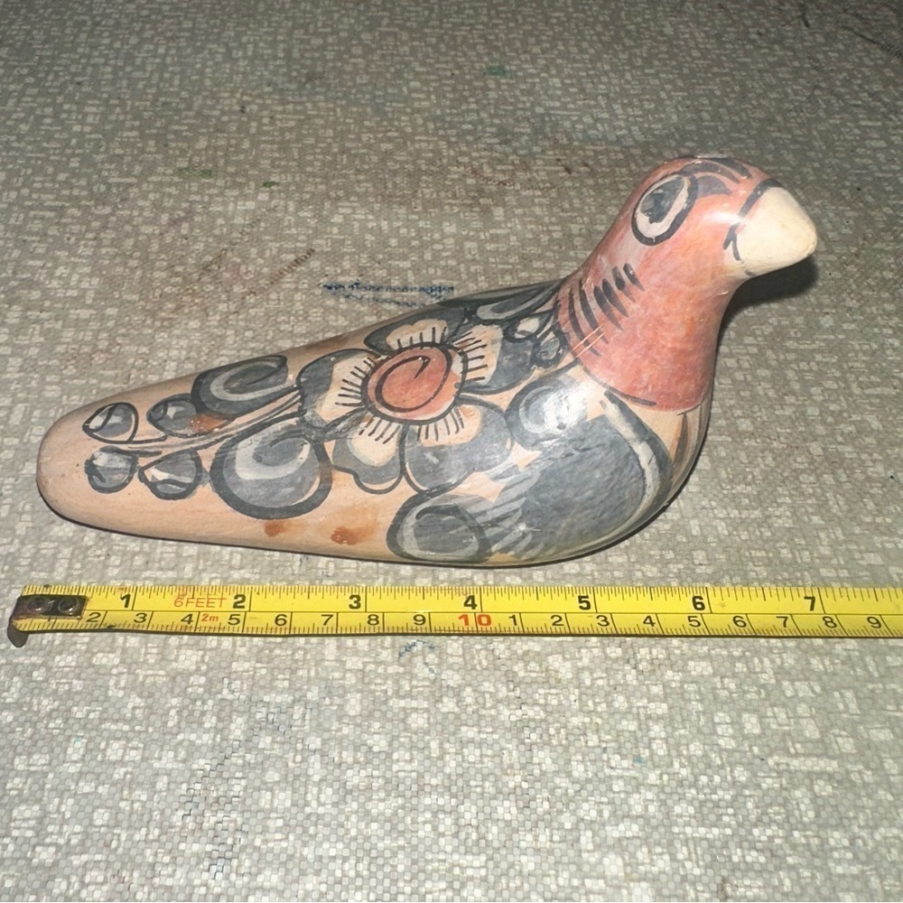 Vintage Tonala Mexican Bird Figurine Pottery Dove Folk Art Handmade Large